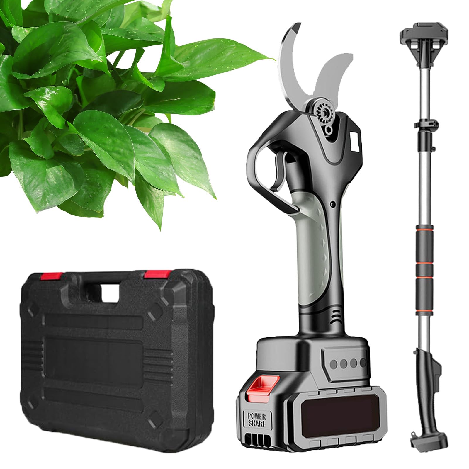 Tijeras de podar extensibles, tijeras de podar eléctricas inalámbricas, tijeras de podar para jardinería, cortador de ramas recargable para exteriores con batería de litio y varilla,2*batteries