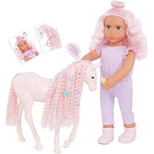 Our Generation Elara & Lumina 46 cm Horse Foal Doll | 46 cm doll with horse foal, matching pink hair and accessories for braiding, styling and decorating, Elara & Lumina, 5+ years