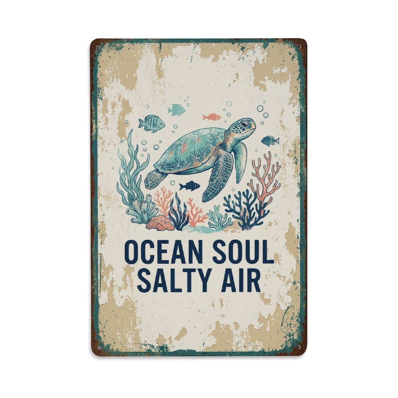 Ocean Soul Salty Air Marine Metal Tin Sign