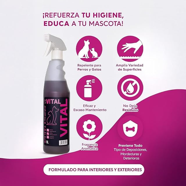 Foto 5 de 6 de Vital Repelente Orina para Perros y Gatos 1000 ml - Corrector de Micciones - Interior y Exterior
