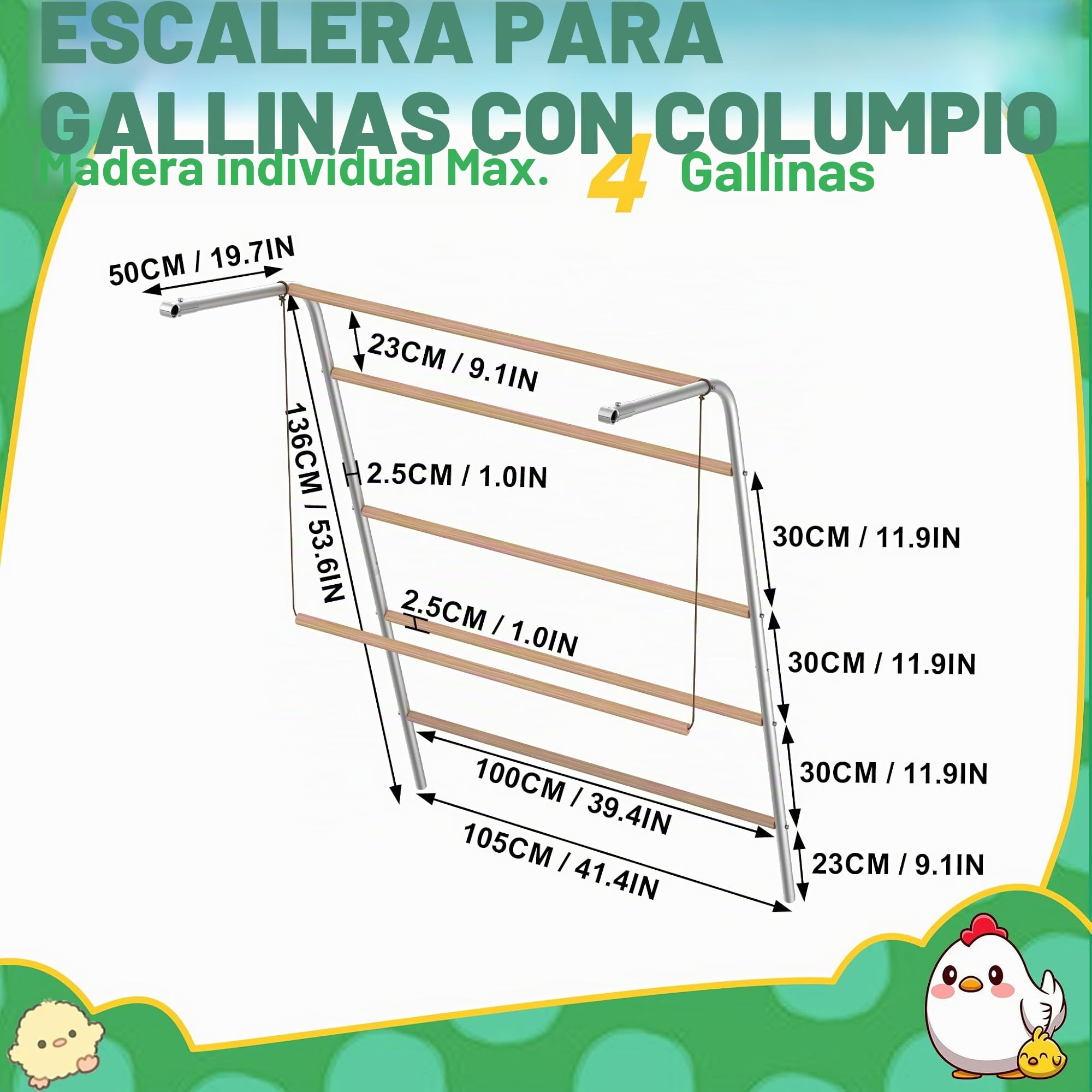 Froadp Columpio de madera de 5 niveles para pollos con percha - escalera para pollos, barra para pollos y juguete para pollos, accesorio para gallinero y corral para pollos