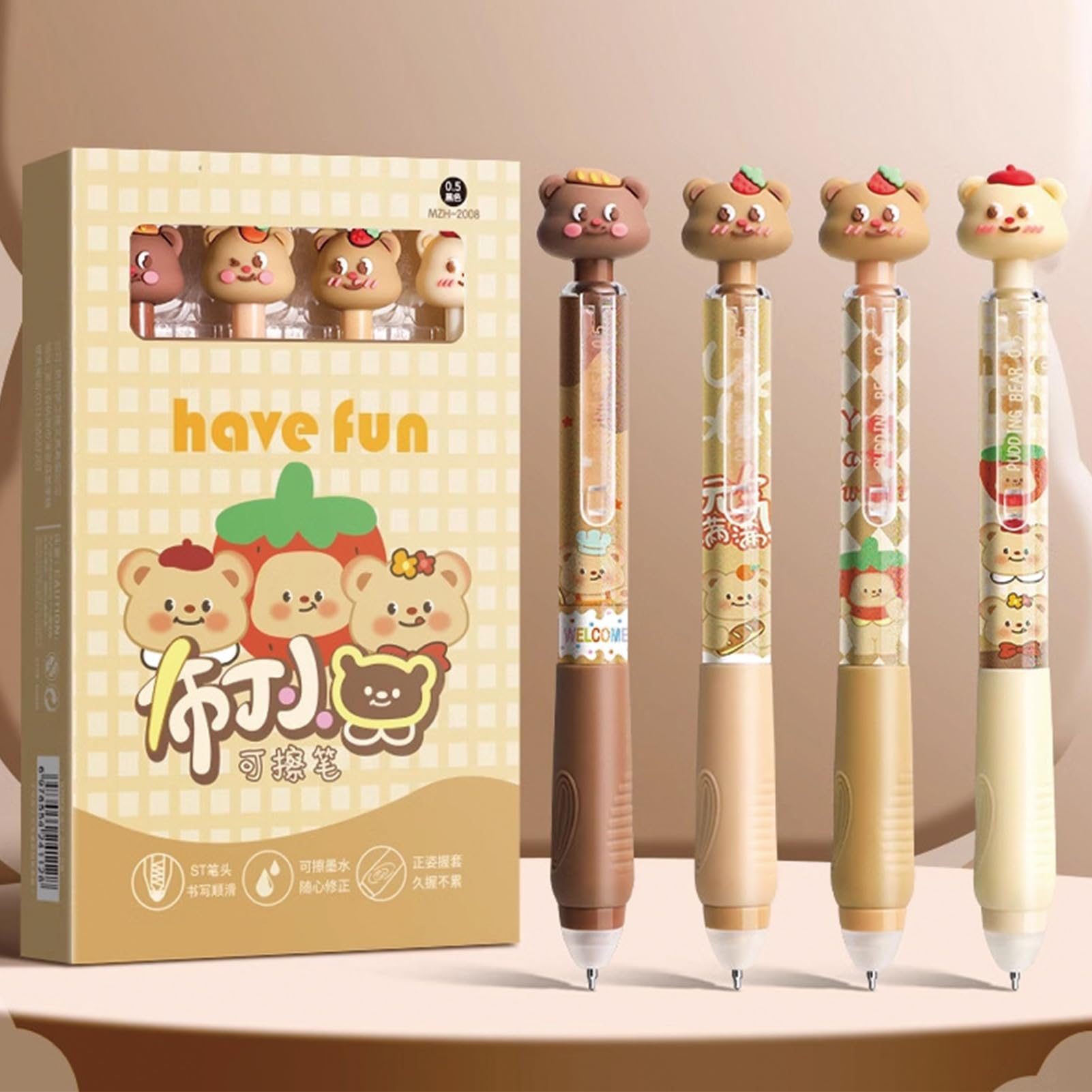 GZGXKJ 8pcs Rub Out Pen Erasable Gel Pens Animal Friction Pens Kawaii Cute Pens For Office Supplie Student Stationery With 24 Refills 2 Erasers