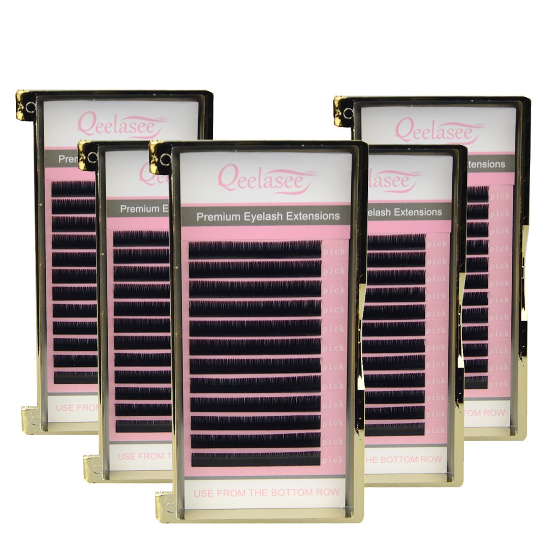 5 Trays Qeelasee Camellia Pandora Eyelashes Mixed Length in One Lash Strip 3D-6D 0.07 Thickness Volume Eyelash Extensions (D Curl 8-10-12mm)