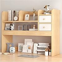 Vista 1 de Estante pequeño para escritorio de oficina, estantería de escritorio de madera para computadora, estante de escritorio con cajones, estante