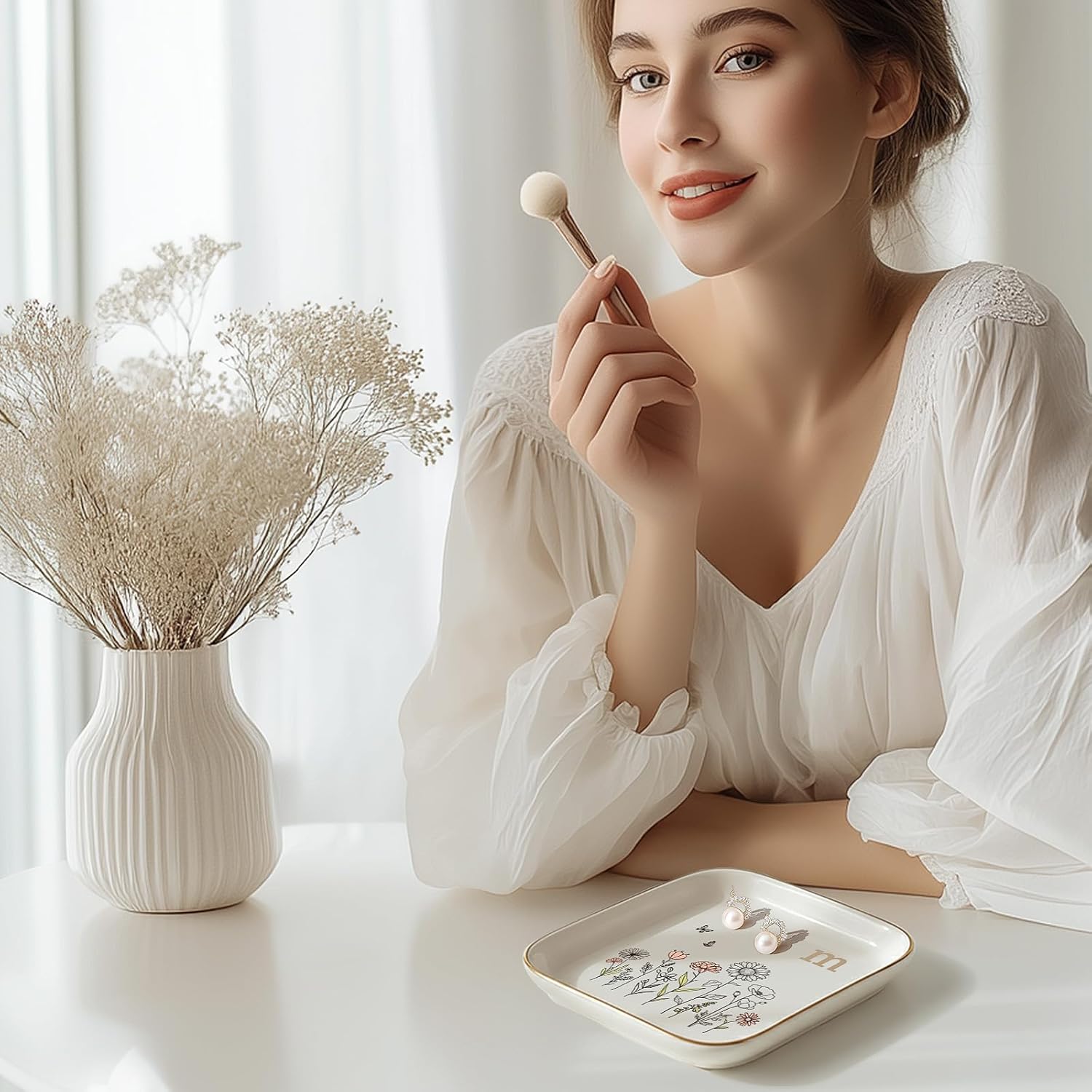 Gifts for Women – Initial Ring Dish with Floral Initial Design, Gift Boxed – Perfect Birthday Gifts for Mom, Girls, Best Friend, Bride, or Girlfriend – Christmas Gifts and Thanksgiving Day Gift - Image 7