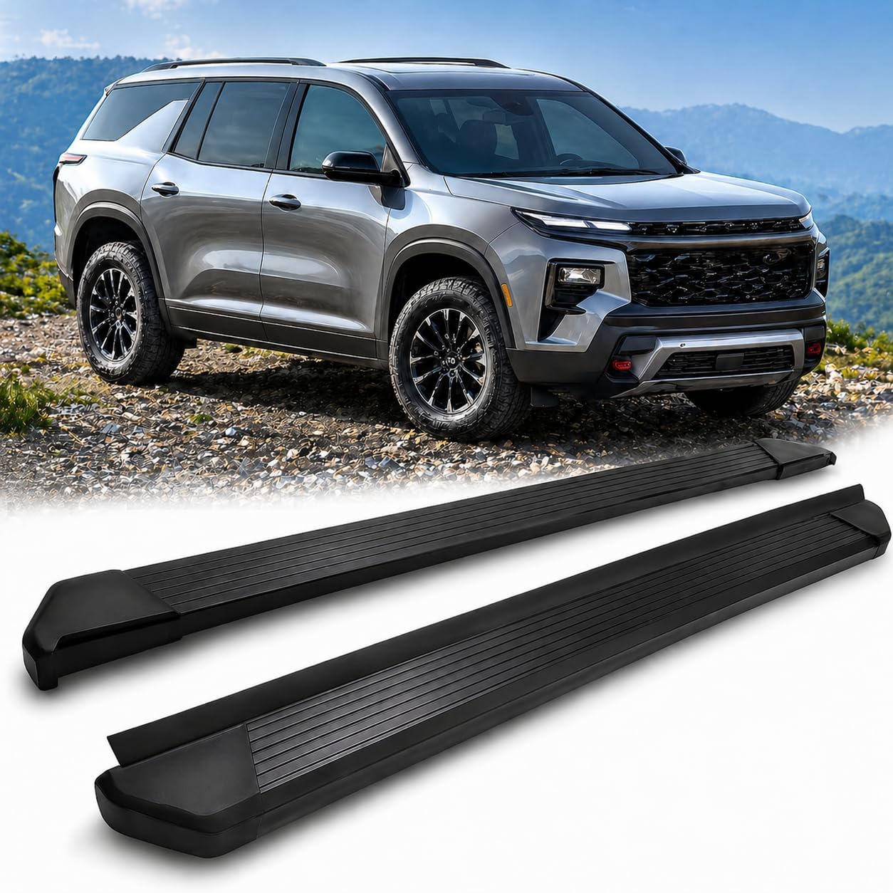 Fits for Chevrolet Traverse 2024 2025 2026 2027 2PCS Side Steps Running Boards Nerf Bars Black