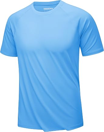 KEFITEVD Mens UPF 80+ Swim Shirts Short Sleeve UV SPF Shirt Quick Dry Rashguard Sun Tee Lightweight Workout T-Shirts