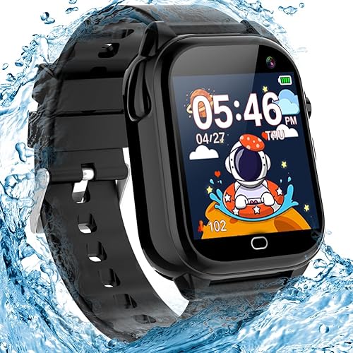 BEIARA Reloj inteligente para niños con IP67 resistente al agua 26, juego de rompecabezas de 1.44 pulgadas, pantalla táctil, cámara de video,