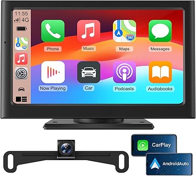 Foxpark Portable Carplay Car Screen for Apple & Android Auto-7" HD Wireless Car Play Touch Screen with Backup Camera,Car Audio Receivers with Voice Control,GPS Navigation,Bluetooth,Mirror Link,FM