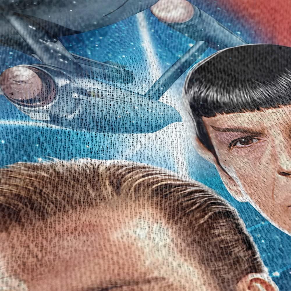 LOGOVISION Star Trek Blanket, 50"x60" Among The Stars Woven Tapestry Cotton Blend Fringed Throw