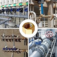 Vista 7 de 4 tapas de tubo de latón, accesorio de tubería de rosca hembra NPT de 3/8 pulgadas, tapón de cabeza hexagonal, accesorio de plomería con junta