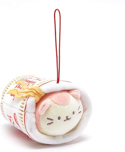 Anirollz x Nissin Cupnoodle Kittiroll - Llavero de peluche de 3 pulgadas, suave y esponjoso, adorno de animal de peluche