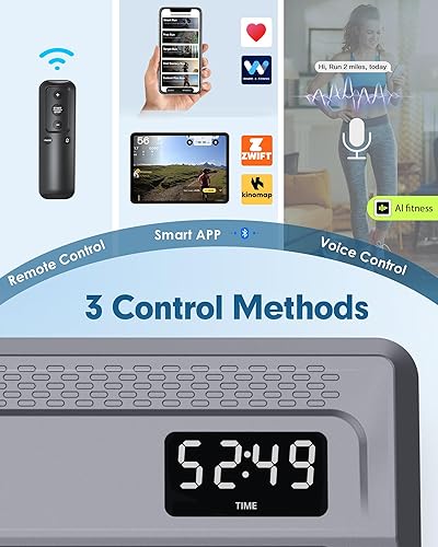 Miniatura 3 de Walking Pad Treadmill, Walking Pad with Incline, Voice Controlled Smart Under Desk Treadmill Works with ZWIFT KINOMAP WELLFIT Apps, 300+LB Capacity