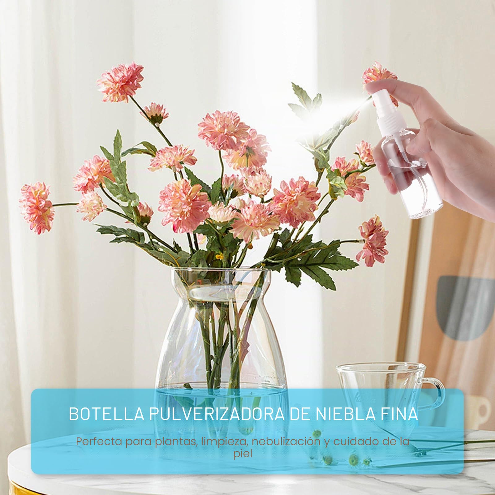 MIVIDE 50ml Bote Spray Pulverizador, Botellas de Spray Vacio, 60 Piezas | Spray Fina, Transparente, PortáTil Botella Rellenable para Viajes, para Aceites Esenciales, Limpieza, Perfume
