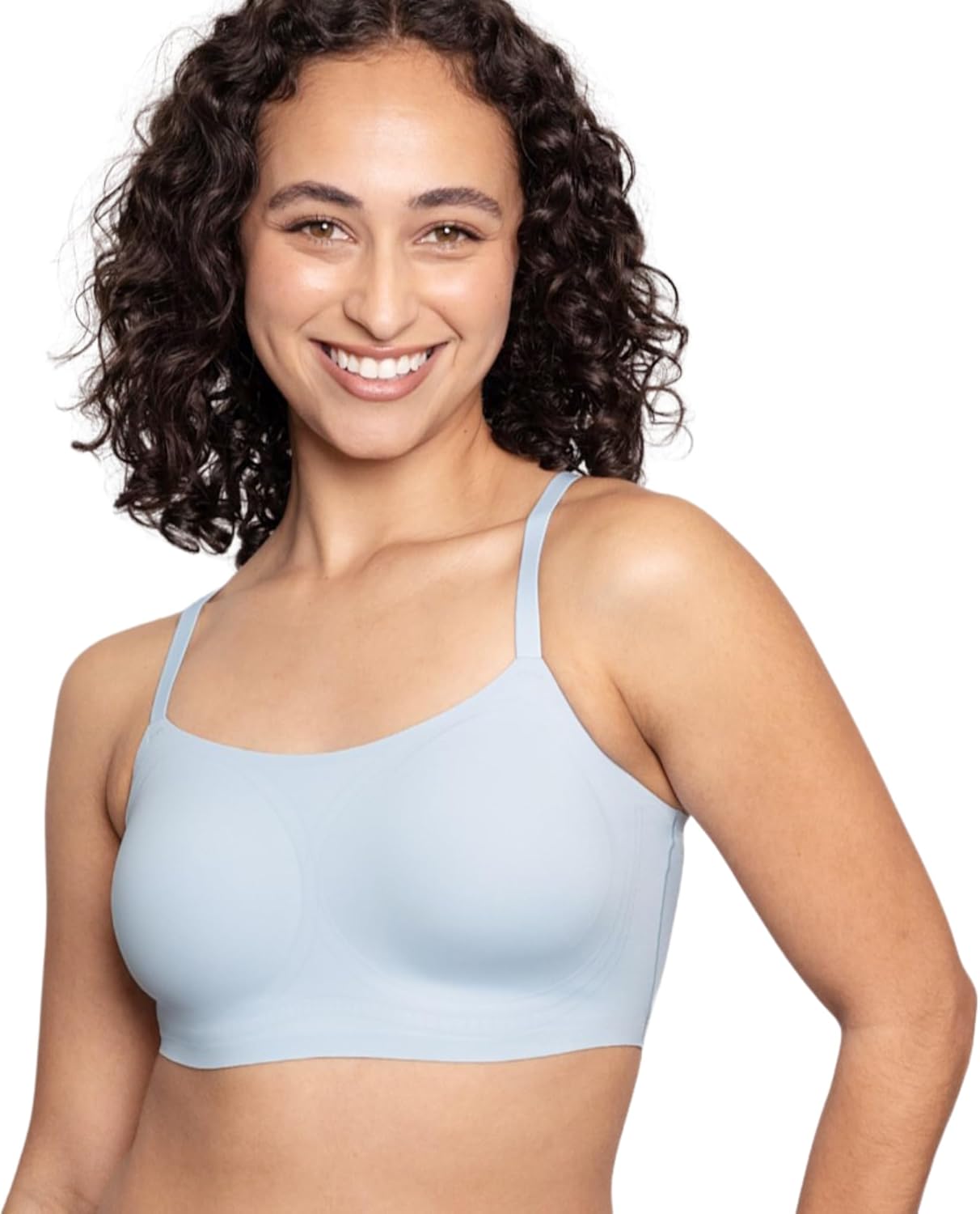 Floatley to The T Shirt Wireless Scoop Neck Adjustable Strap Lightly Lined Bra for Women Soft Silky Comfort Removable Pads