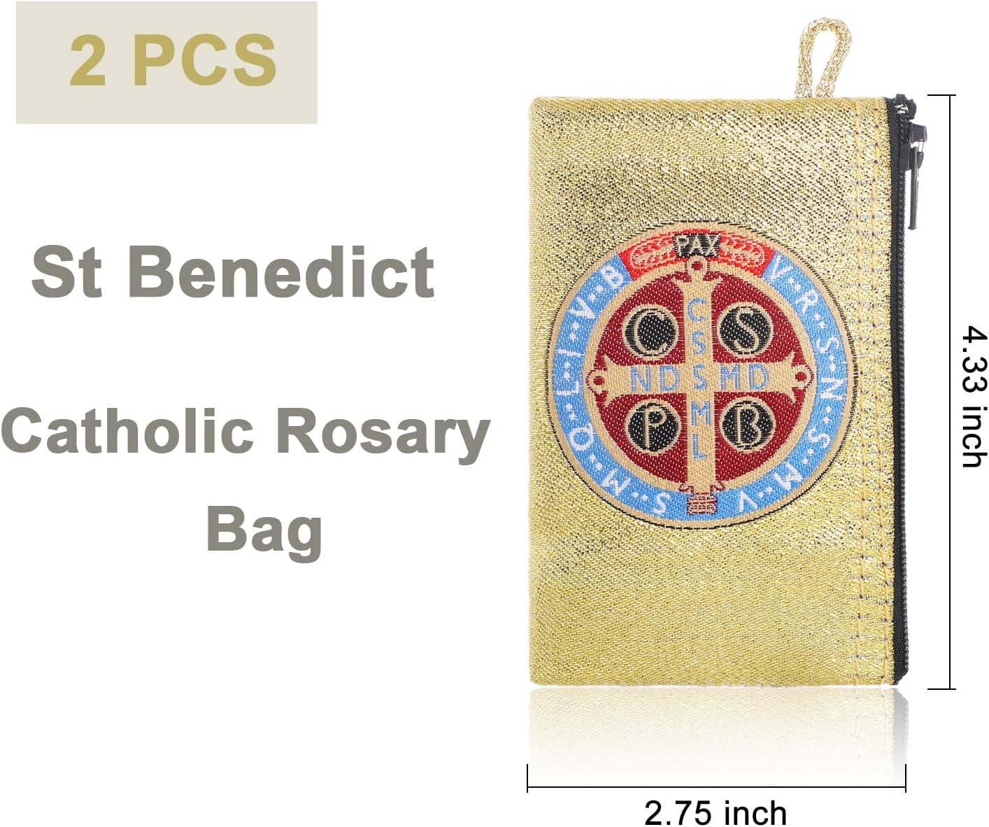 KOMI 2 PCS Rosary Pouch Catholic St Benedict Rosary Bag 3" x 4.5" Coin Purse Small Woven Tapestry Icon Virgin Mary Jewelry Pouch