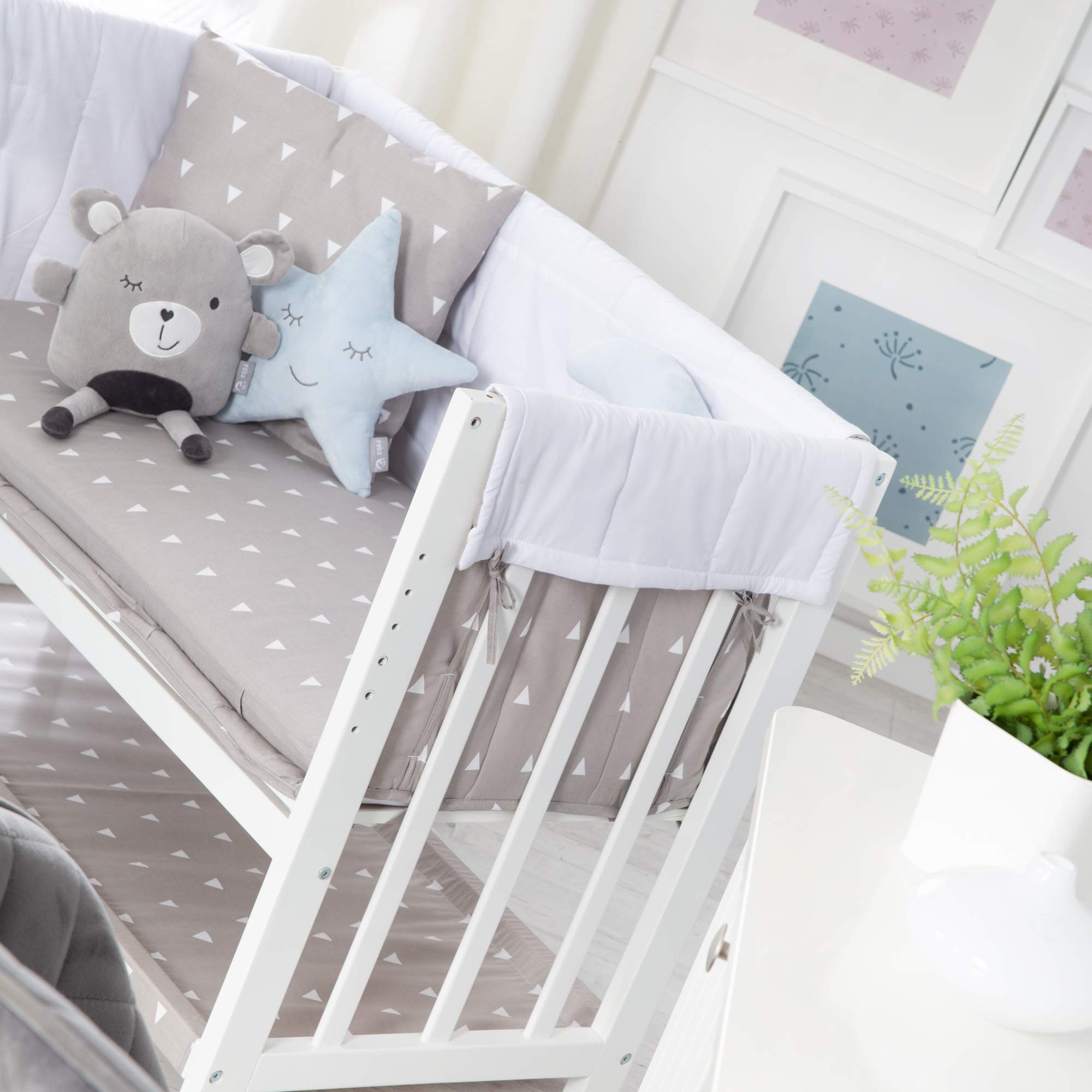 roba Culla 4 In 1, Letto Laterale 'Indibär', Lettino, Culla E Panca Per Bambini, Bianco - 16250 g