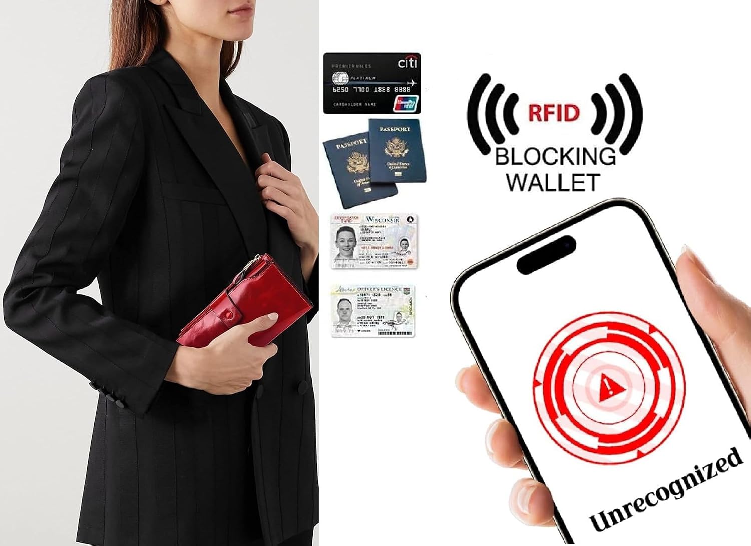 YALUXE Women's Genuine Leather Wallet RFID Blocking Multi Card Holder with Cell Phone Pocket Mothers Day Gifts