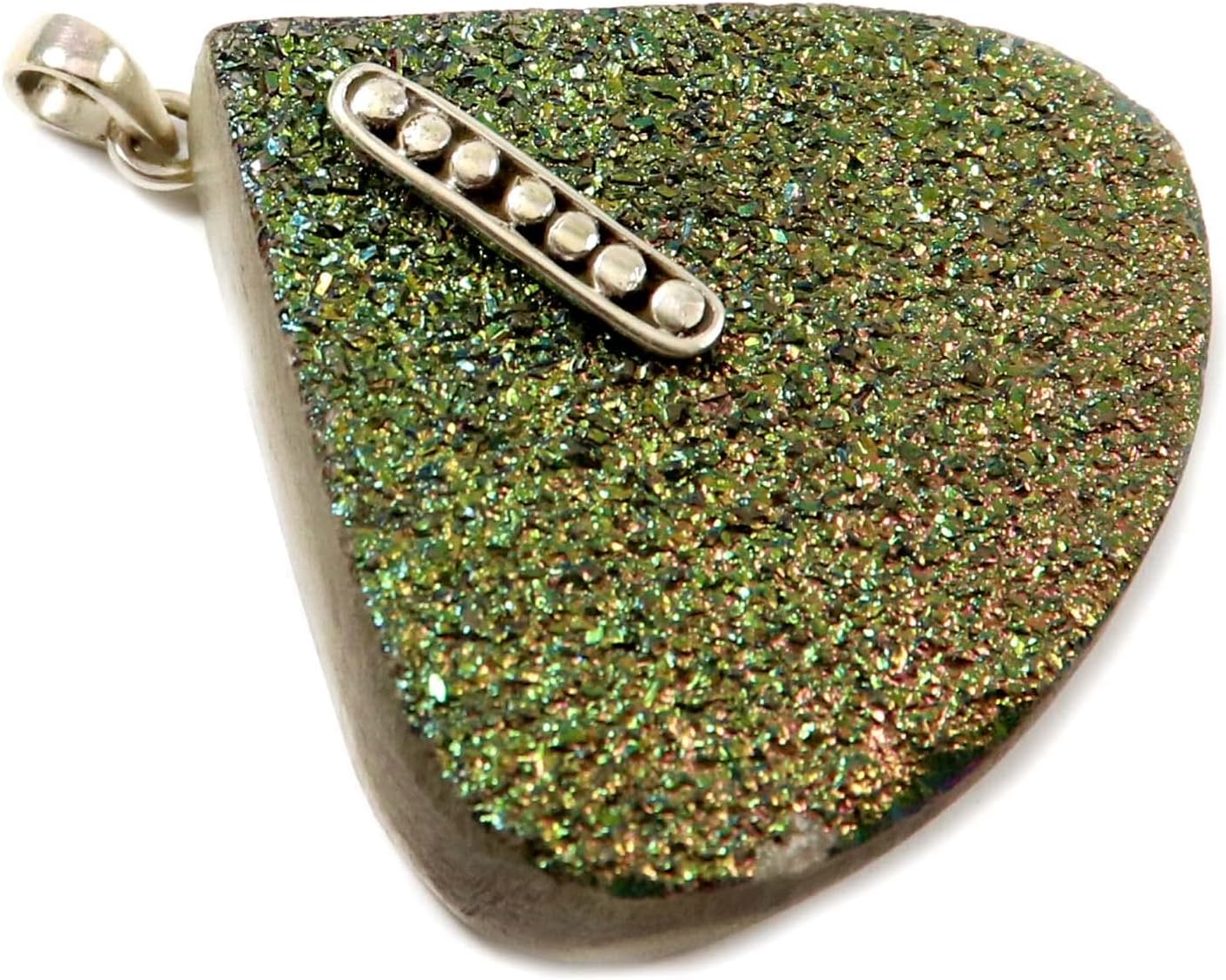 Goyal Impex Women Rainbow Druzy Agate Treated Solid 925 Sterling Silver Pendant Jewelry PN98