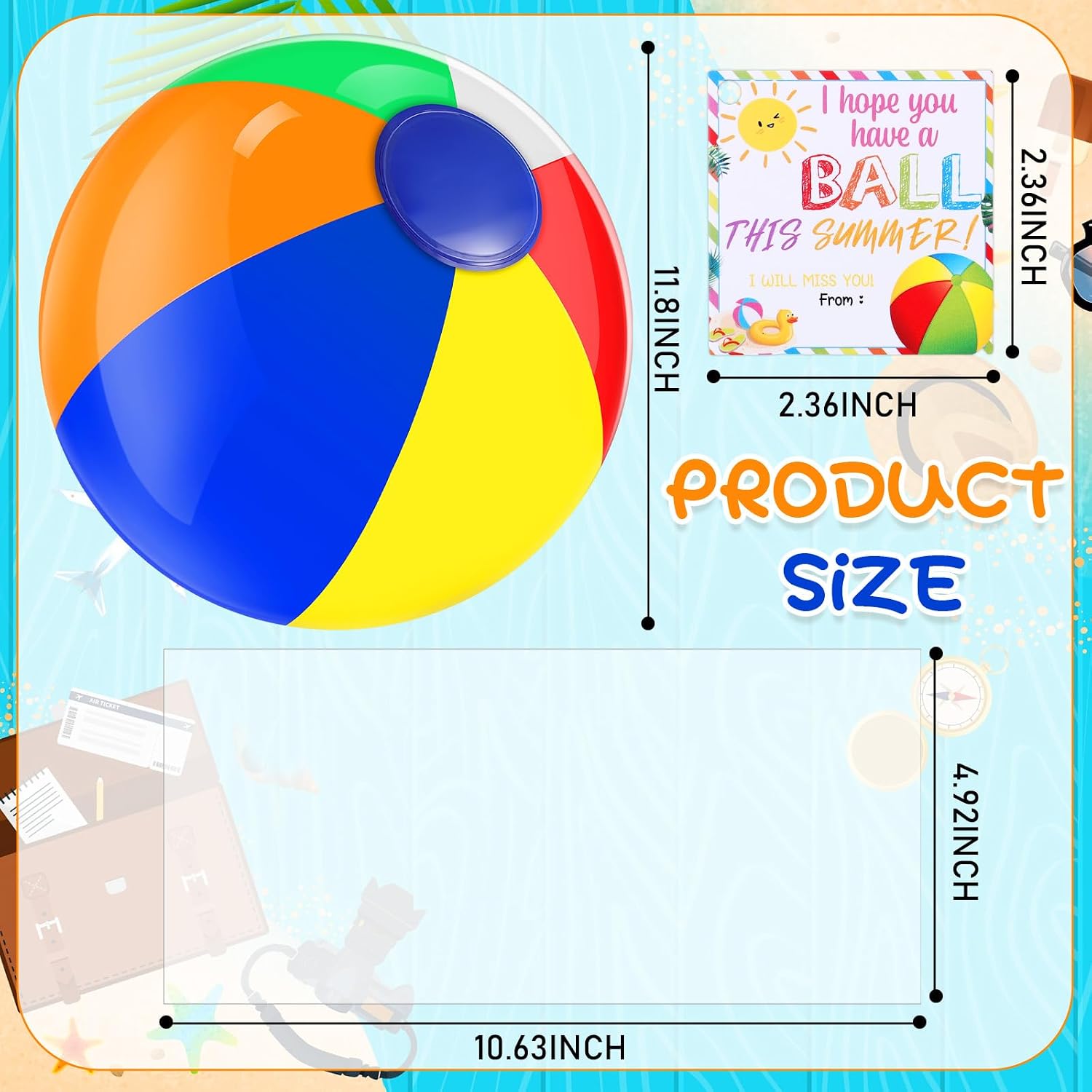24 Set End of Year Students Gift from Teacher Bulk Preschool Kindergarten Summer Graduation Gifts Class Classmate Present Neon Sunglasses Beach Balls Beach Supplies (11.81 Inches)