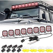 Auxbeam Color Play Series 8 PCS 3 Inch RGBW Off Road Light with Wiring Harness Kit, 7 Color Backlight Gradient Cycle, 3 Inch Driving Spot Lights for Jeep Truck with White & Amber Covers