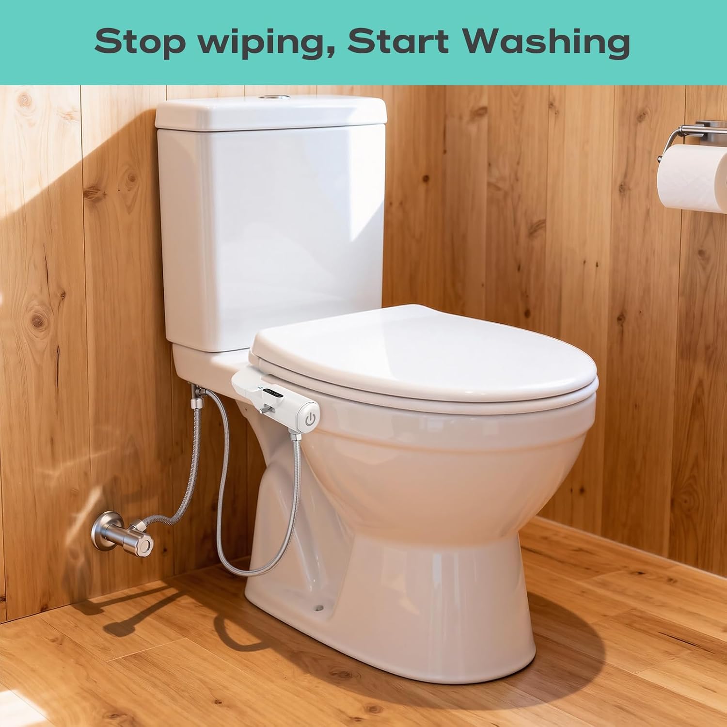 Bidet Attachment for Toilet, Non-Electric Cold Water Bidet with Pressure Controls, Dual Nozzles for Frontal & Rear Wash, Retractable Self-Cleaning White - Image 7