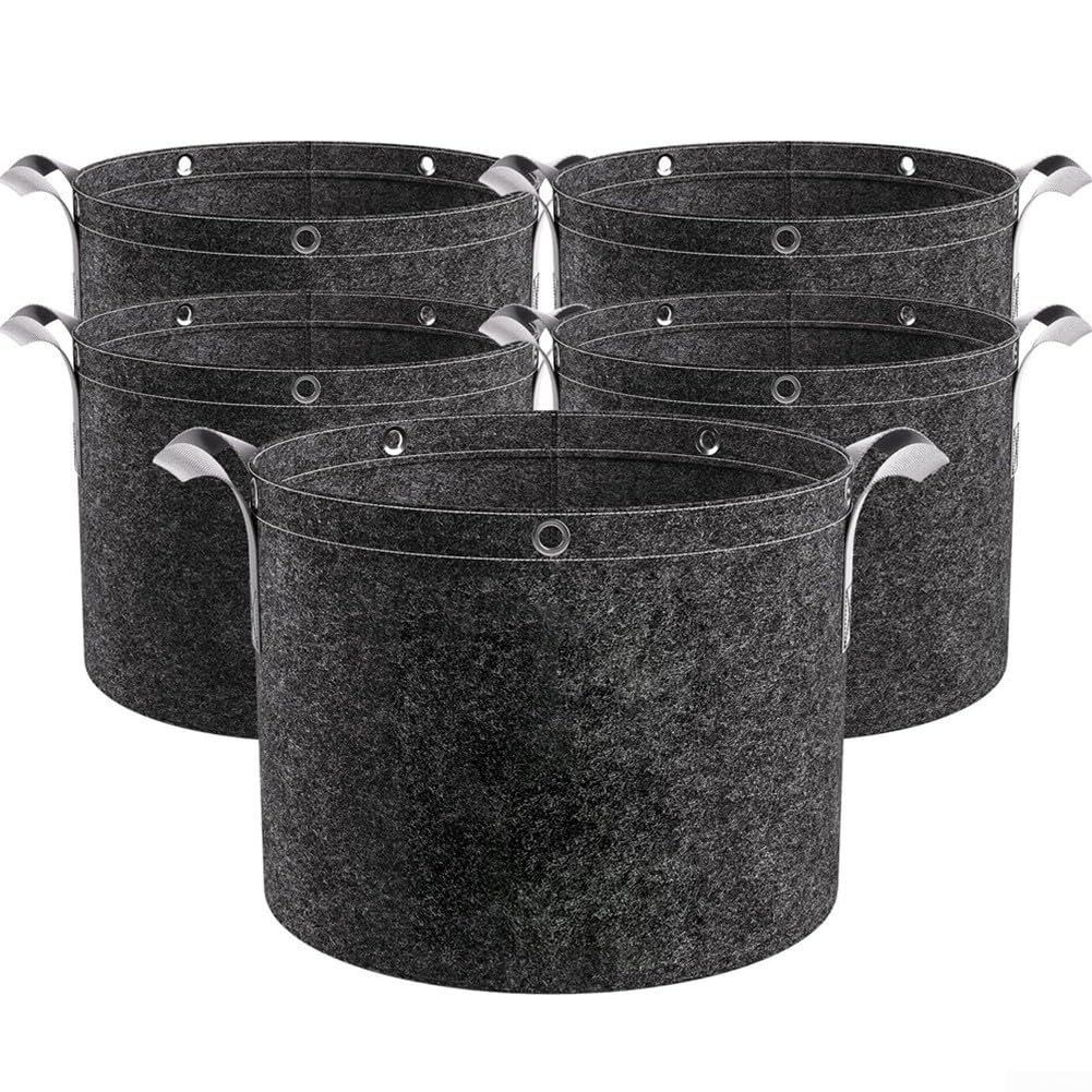 Sacs de culture pour plantes fabriqués à partir de tissu non tissé épais avec anneaux polyvalents et poignées renforcées pour une aération et un drainage constants (37,5 l)