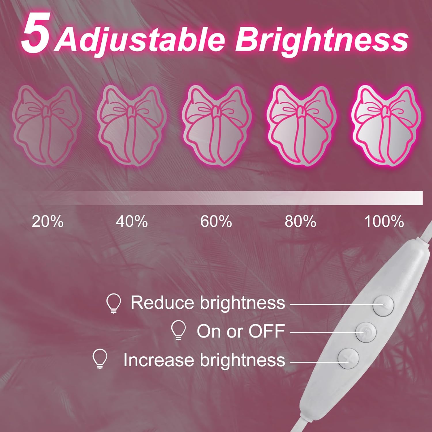 Bow Mirror Neon Sign, Pink Lighted Wall Decor for Girls, Makeup Vanity Mirror, Aesthetic Gift for Her, 15″ × 12.7″