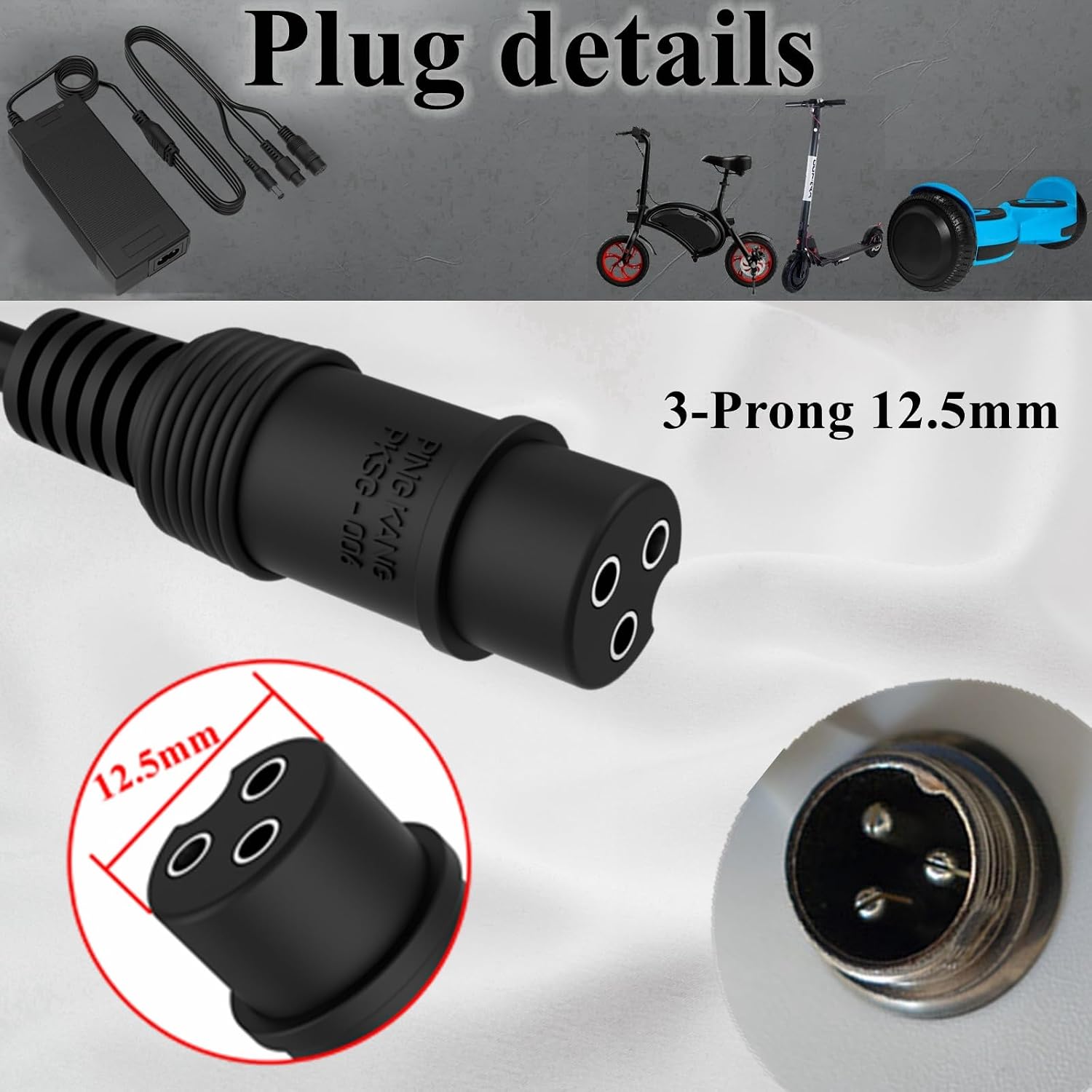 29.4V 2A Electric Scooter Charger, 3in1 Plugs Replacement for 25.2V 25V Lithium Hoverboard E-Bike Scooter gotrax,hiboy,Jetson