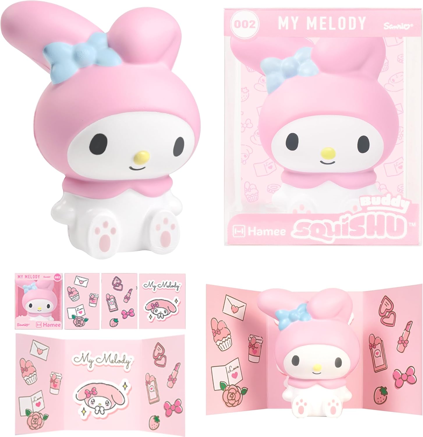 Hamee SquiSHU Buddy Hello Kitty and Friends My Melody, Cute Birthday Gift, Official Merchandise, Toys for Kids & Adult, Model Jumbo Squishy for Collectors