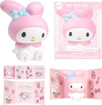 Hamee SquiSHU Buddy Hello Kitty and Friends My Melody Squishy Officially Licensed Sanrio Slow Rising Squeeze Toy, Sweet Scented Collectible, Kawaii Stress Relief Gift for Kids Teens Adults