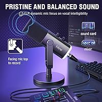 Vista 3 de FIFINE Gaming Audio Mixer Bundle with Computer Streaming Microphone, 4-Channel RGB Mixer Set with XLR Interface, 48V Phantom Power, Dynamic Mic with