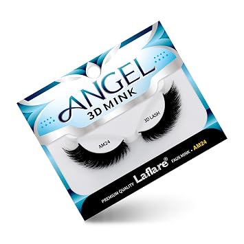 Laflare 3D MINK ANGEL Eyelashes, Soft, Feather-Light, Double-Layer, Voluminous, Glamorous, Fluffy, Striking Look, Reusable Premium Quality False Mink Lashes AM24