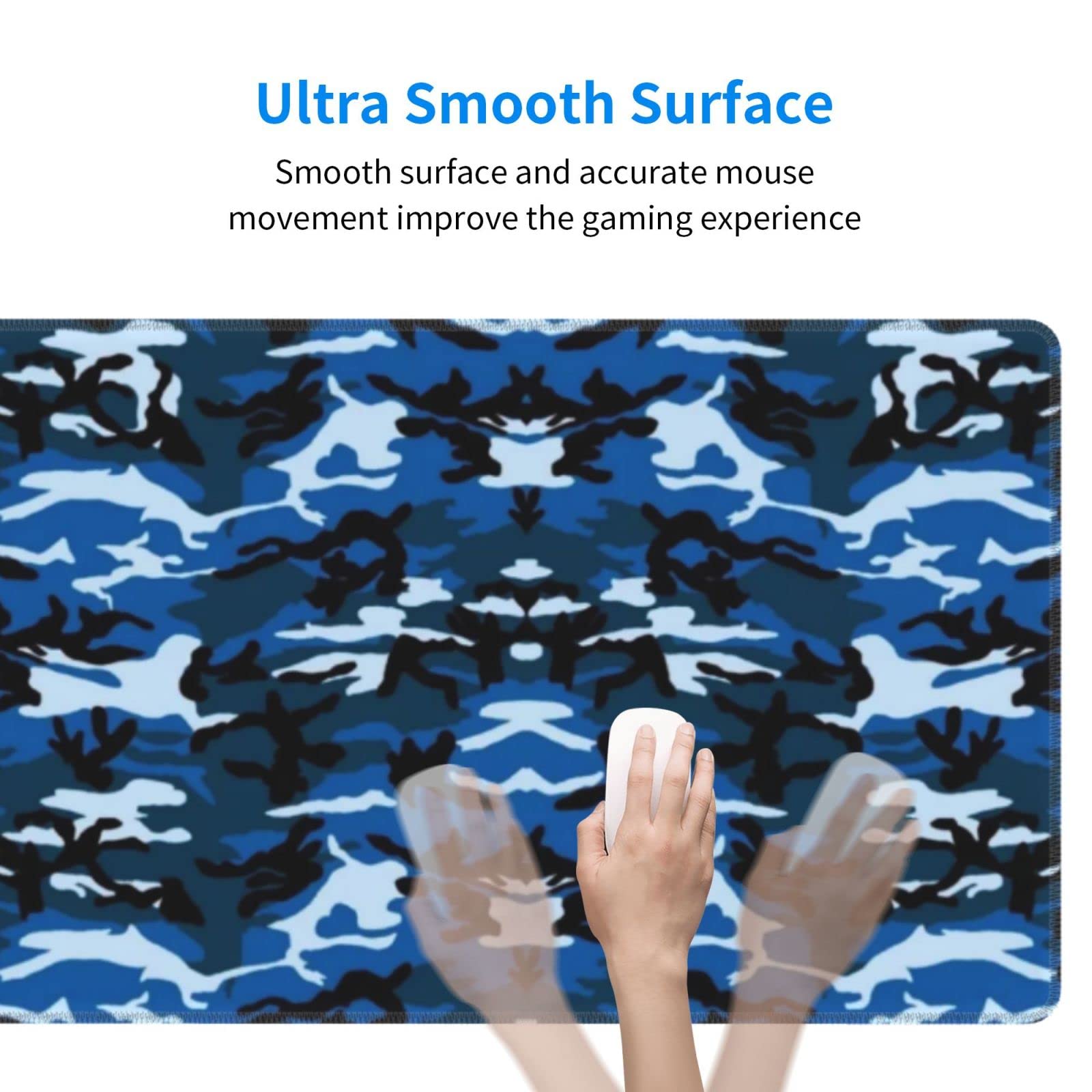 Alfombrilla De Mouse Para Teclado De Videojuegos Con Diseño De Camuflaje Azul Marino, Estilo Grunge, Para Caza, Ciervos, Bandera Estadounidense, Para Juegos, Mouse Pad, Enorme Extendida XL, Borde