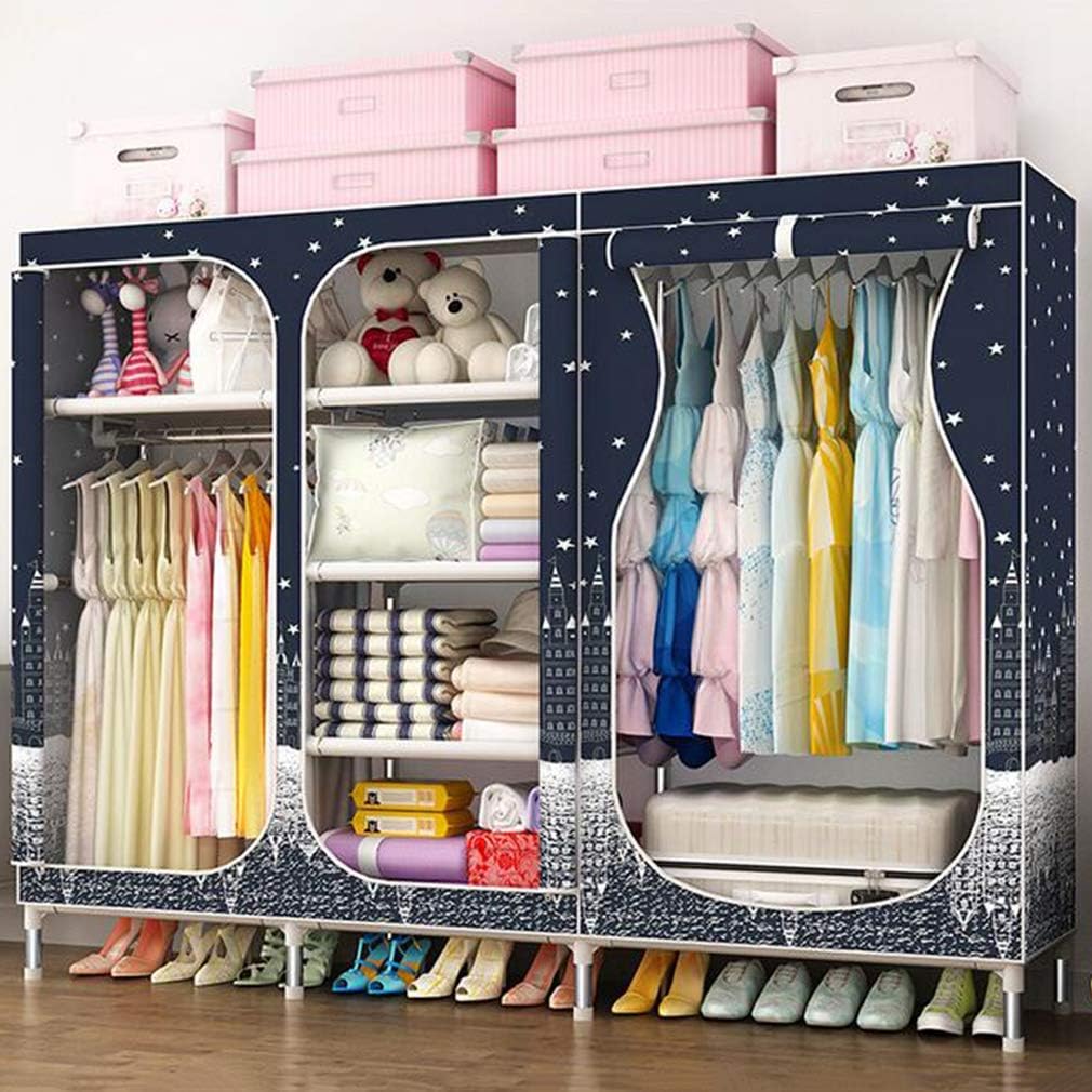 Cloth Wardrobe Clothes Closet, Portable Closet Wardrobe Storage Closet Standing Closet Fabric Cabinet Portable Wardrobe,B_210X45X168CM