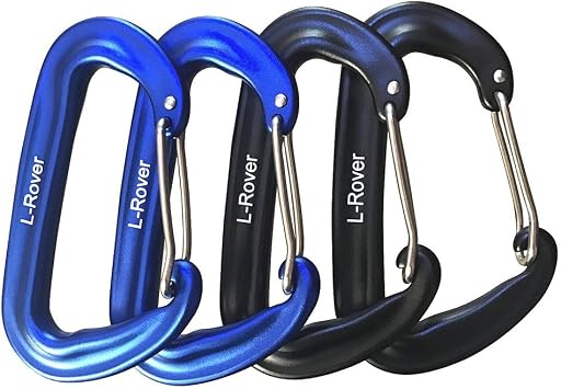 L-Rover Carabiner,12KN Lightweight Heavy Duty Carabiner Clips,Aluminium Wiregate Caribeaners for Hammocks,Camping, Key Chains, Outdoor and Gym etc,Hiking & Utility
