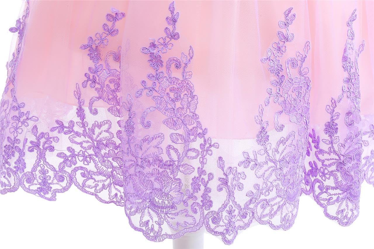 Lito Angels Disfraz Vestido de Princesa Princesa de pelo largo Carnaval Fiesta de Cumpleaños para Niña Pequeña, Morado