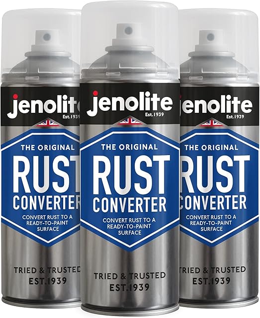 JENOLITE Rust Converter Aerosol | 3 x 400ml | Convert Rust to Ready to Paint Surface - Simply Spray on Rusted Surfaces