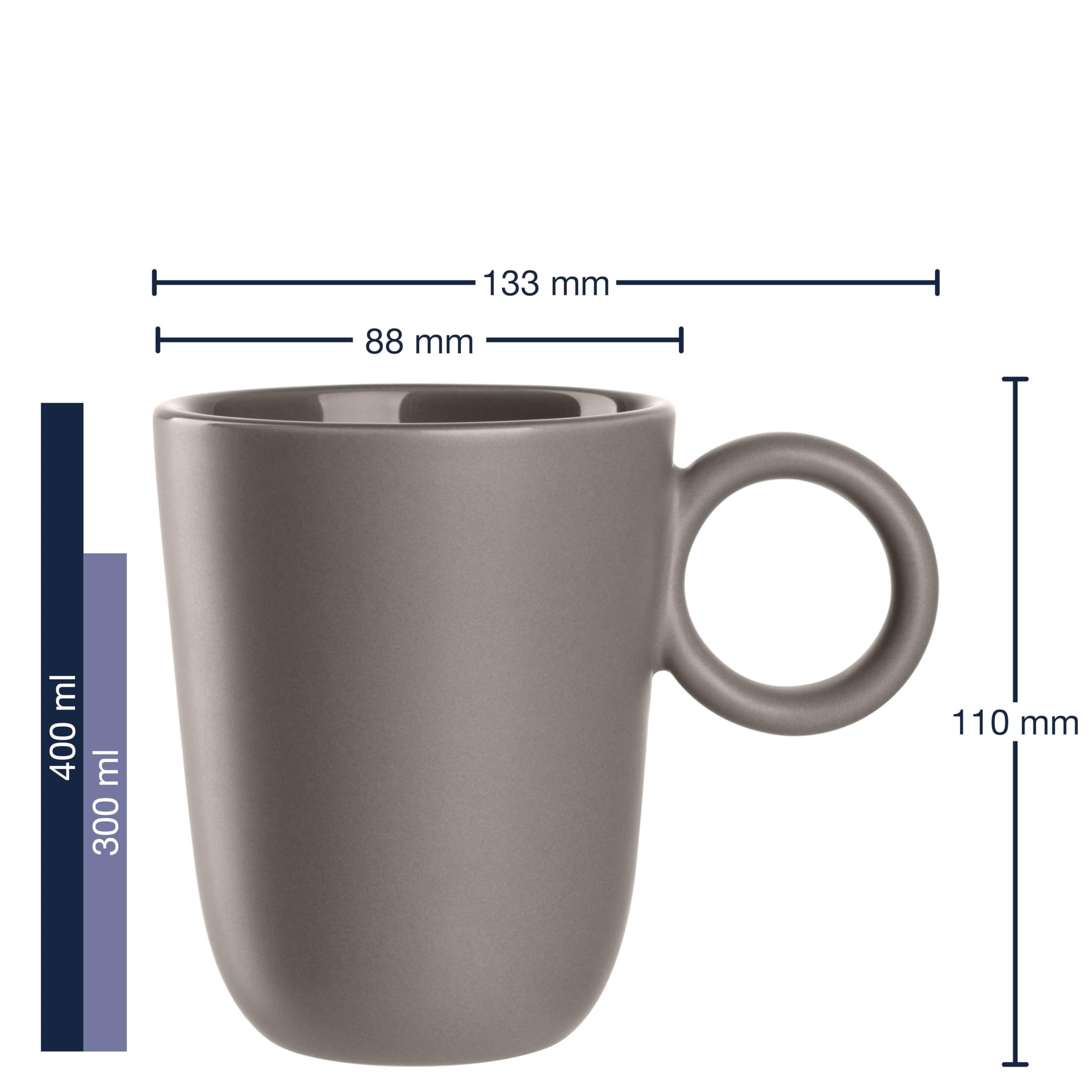 LEONARDO HOME Juego de vajilla ROMA de 6 piezas • Servicio de desayuno para 2 personas • Juego de 2 vasos, cuencos y platos • Apto para microondas y lavavajillas • Apilable • Cerámica • Pardo • 026373