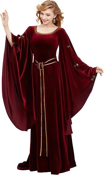 miccostumes Womens Costume Evil Witch Cosplay Velvet Renaissance Dress with Belt