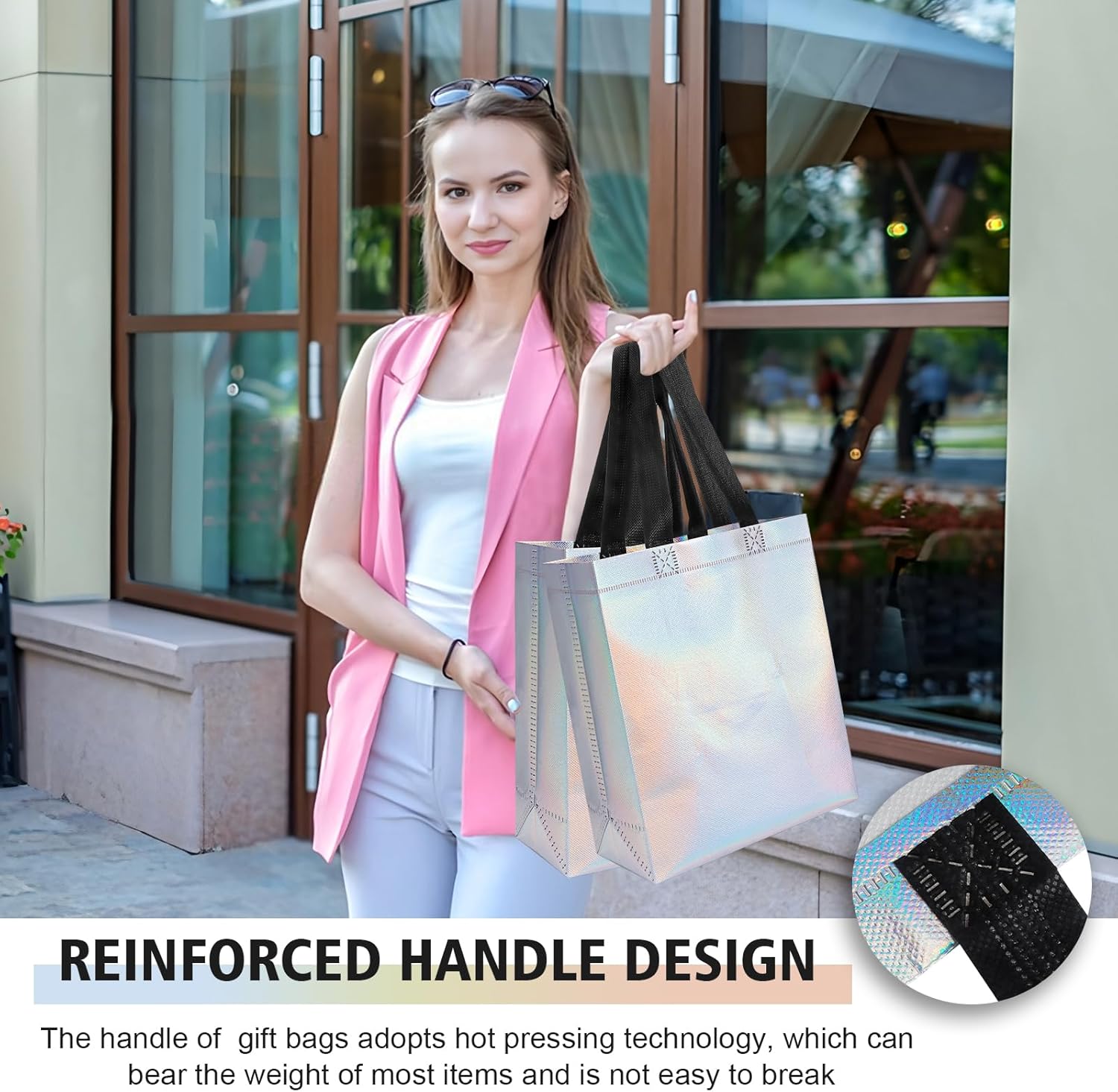 【18-Pack Shiny Color】 Reusable Gift Bags with Handles, Bulk Goodie Bags for Valentines Day, Baby Shower, Birthday, Party Favors, Wedding, Holiday Goodie | 8x4x10 Inches | 18 Premium Shiny Color Bag | Eco-Friendly - Image 4