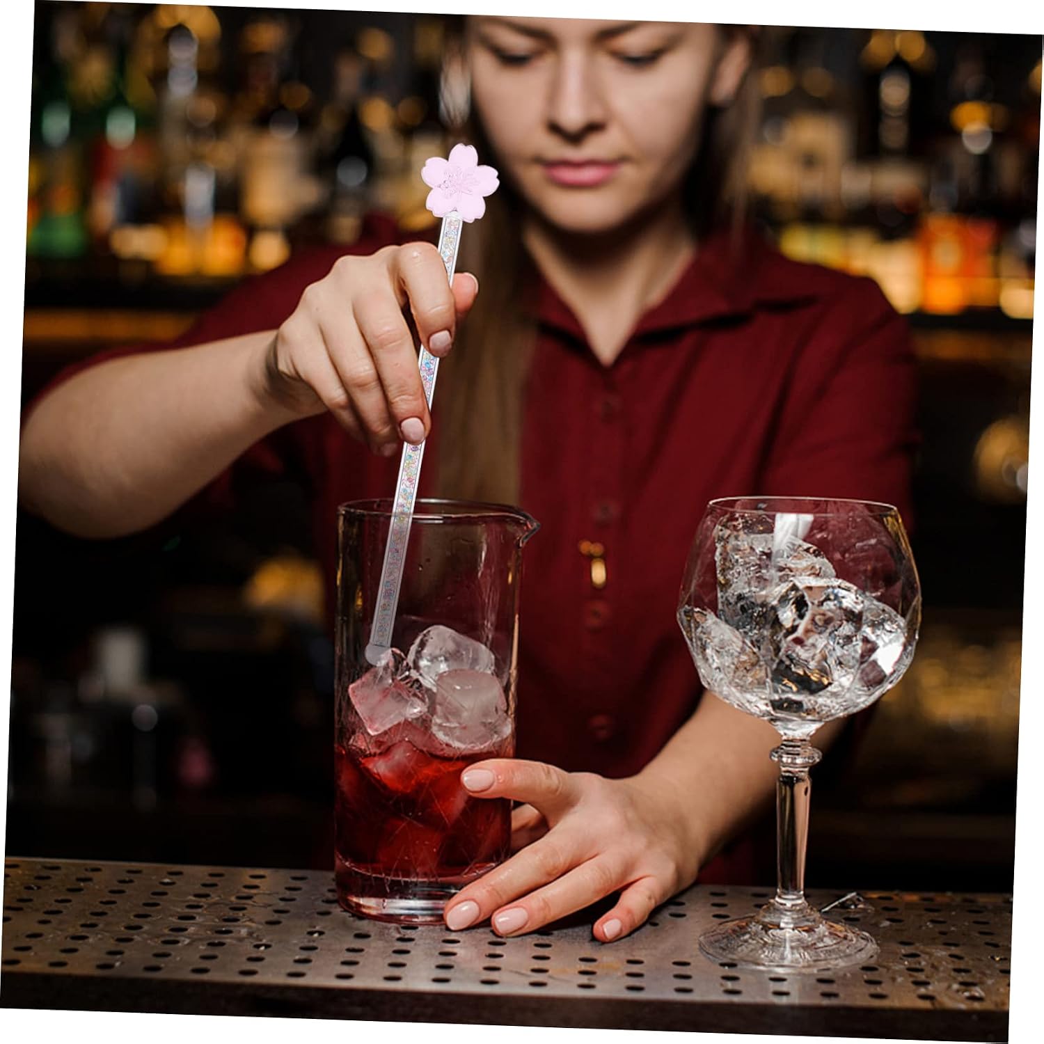 Flower Glass Swizzle Stick for Mixing Drinks in Bars and Dorms