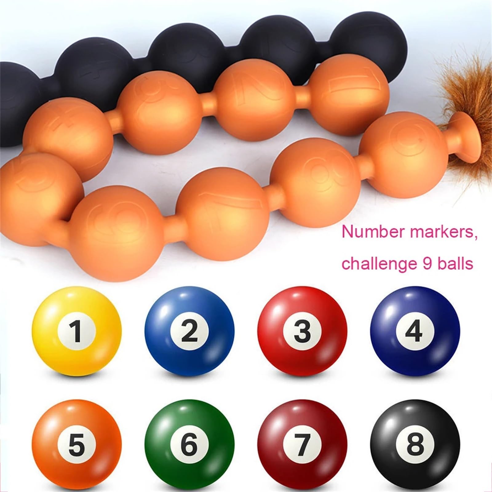 9 balls anal beads-butt plug with tail Huge 9Ball Anal Plug Tail Anal Dilator Soft Butt Plug with Tail Anal Beads  Party main image 0