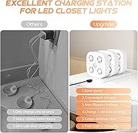 Vista 2 de Luz de Escalón Inalámbrica Recargable Luces de Disco con Estación de Carga, Luz de Disco con Sensor de Movimiento RGB Bajo Iluminación de Gabinete