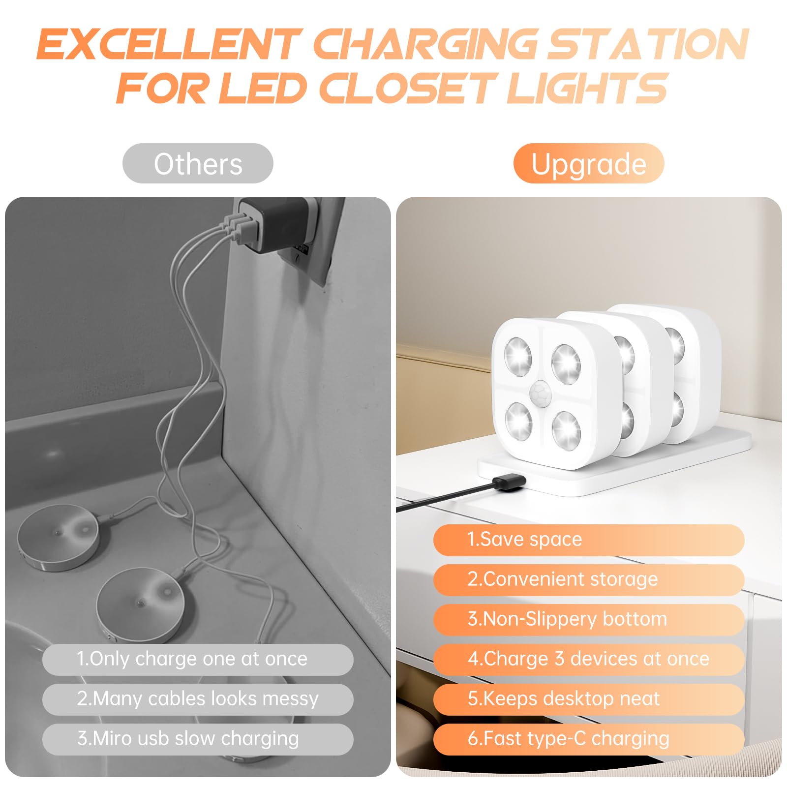 Wireless Step Light Rechargeable Puck Lights with Charging Station, RGB Motion Sensor Puck Light Under Cabinet Lighting with Remote Control, LED Closet Lights for Stair, Kitchen (6 Pcs)