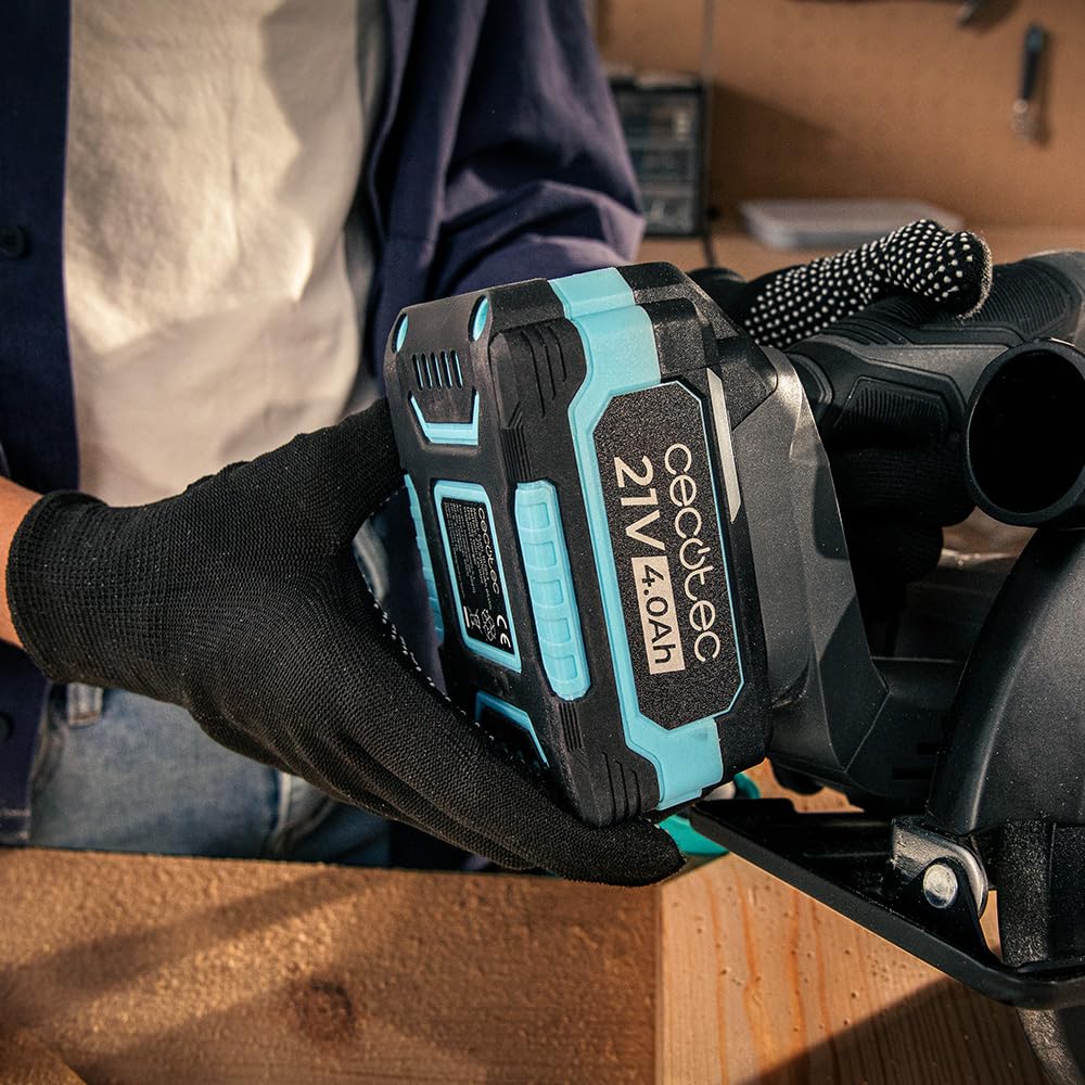 Cecotec DirectPrecission 8000 Vision, sega circolare a batteria, 21 V, disco da 165 mm, motore brushless, guida laser e guida parallela, accessorio connettore aspirapolvere