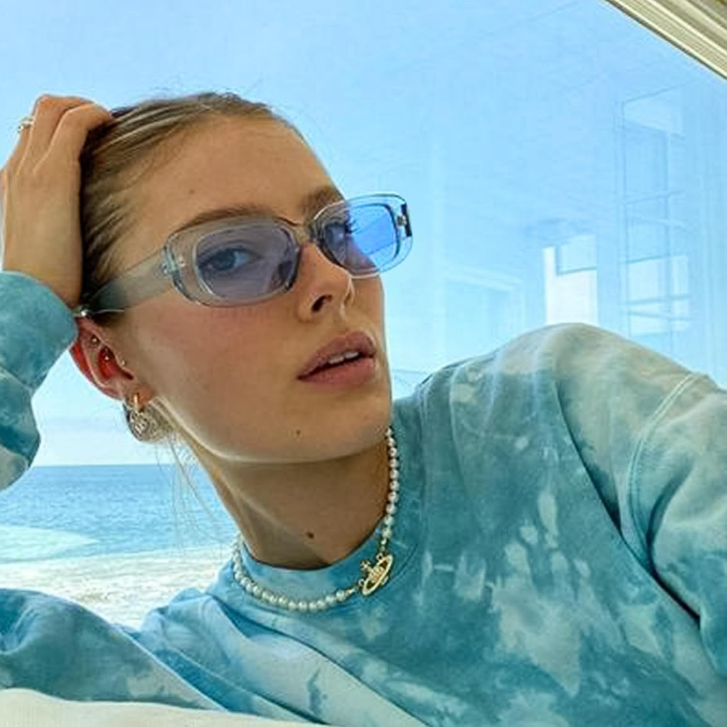 Pibupibu 8/20 Pack Colorful Small Rectangle Party Sunglasses Bulk, Vintage Narrow Square Y2K Glasses for Women Men - Image 7