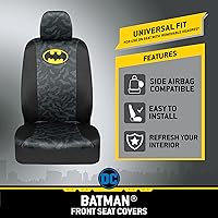 Vista 2 de BDK Warner Bros DC Comics Batman - Fundas de asiento delantero y almohadillas para cinturón de seguridad, ajuste universal para camiones, SUV