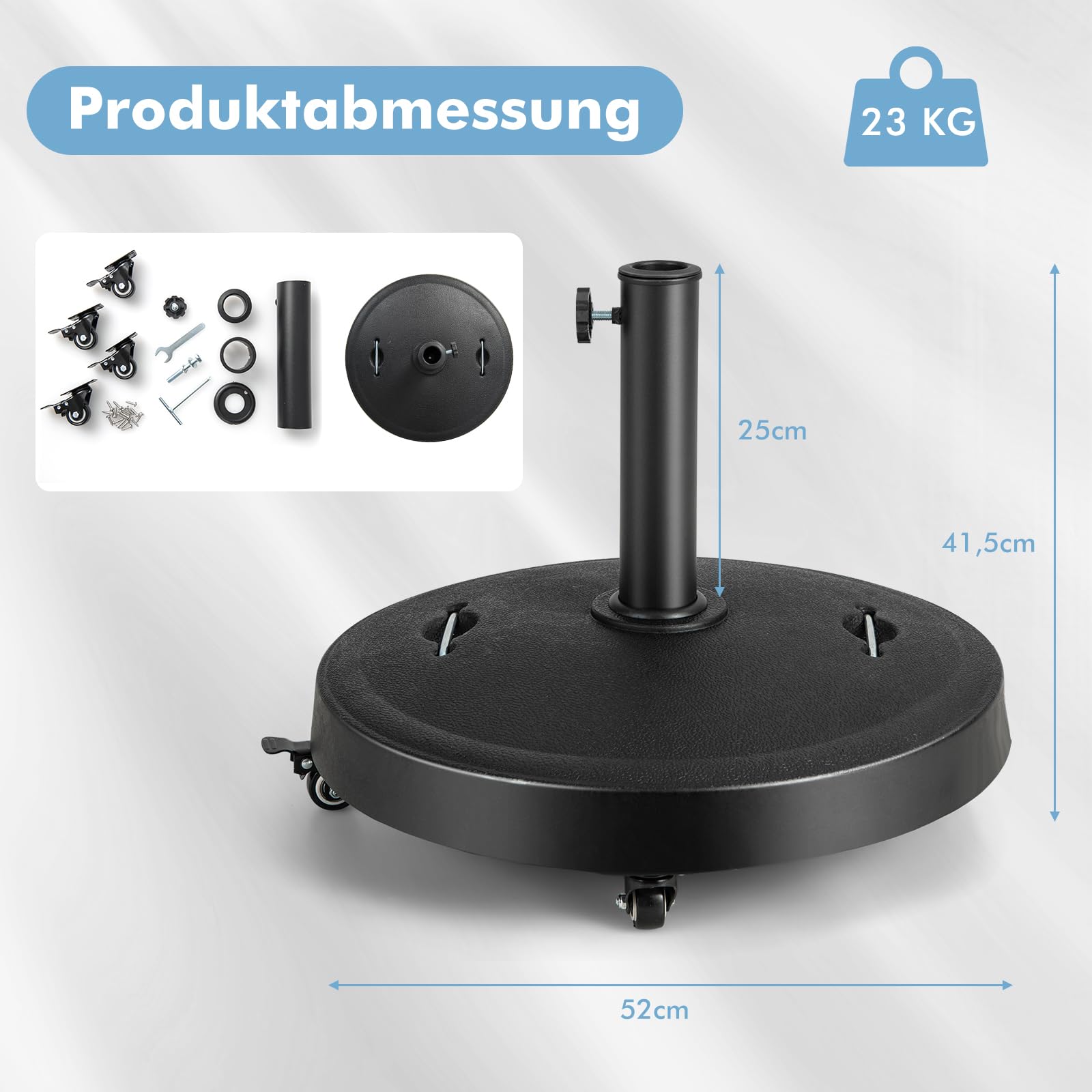 Pied de Parasol COSTWAY 45CM - 14KG pour Mât 38/48 mm avec 2 Poignées Rétractables pour Terrasse, Jardin - Jardin Pied de Parasol COSTWAY 45CM - 14KG pour Mât 38/48 mm avec 2 Poignées Rétractables pour Terrasse, Jardin - Jardin