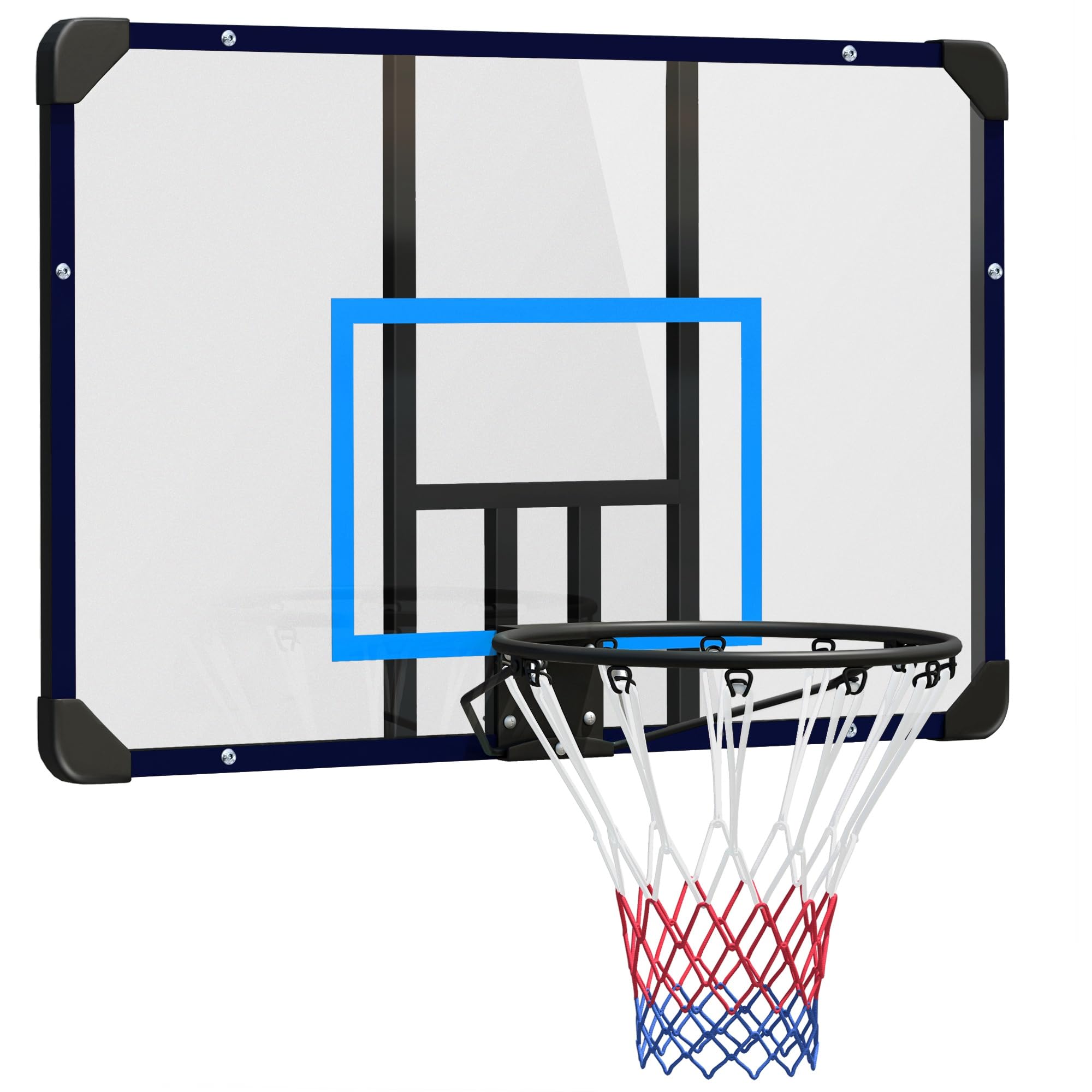 SPORTNOW Canestro Basket da Muro per Interno ed Esterno, Mini Canestro da Basket con Tabellone Infrangibile e Cerchio in Acciaio, 113x61x73 cm